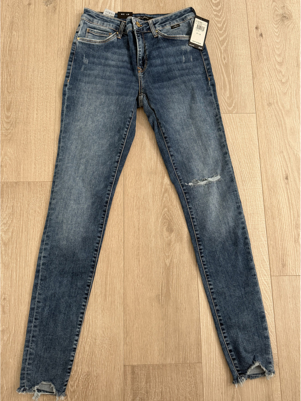 Mavi Alissa High-Rise Super Skinny Jeans Mid Ripped & Destroyed Hem Vintage